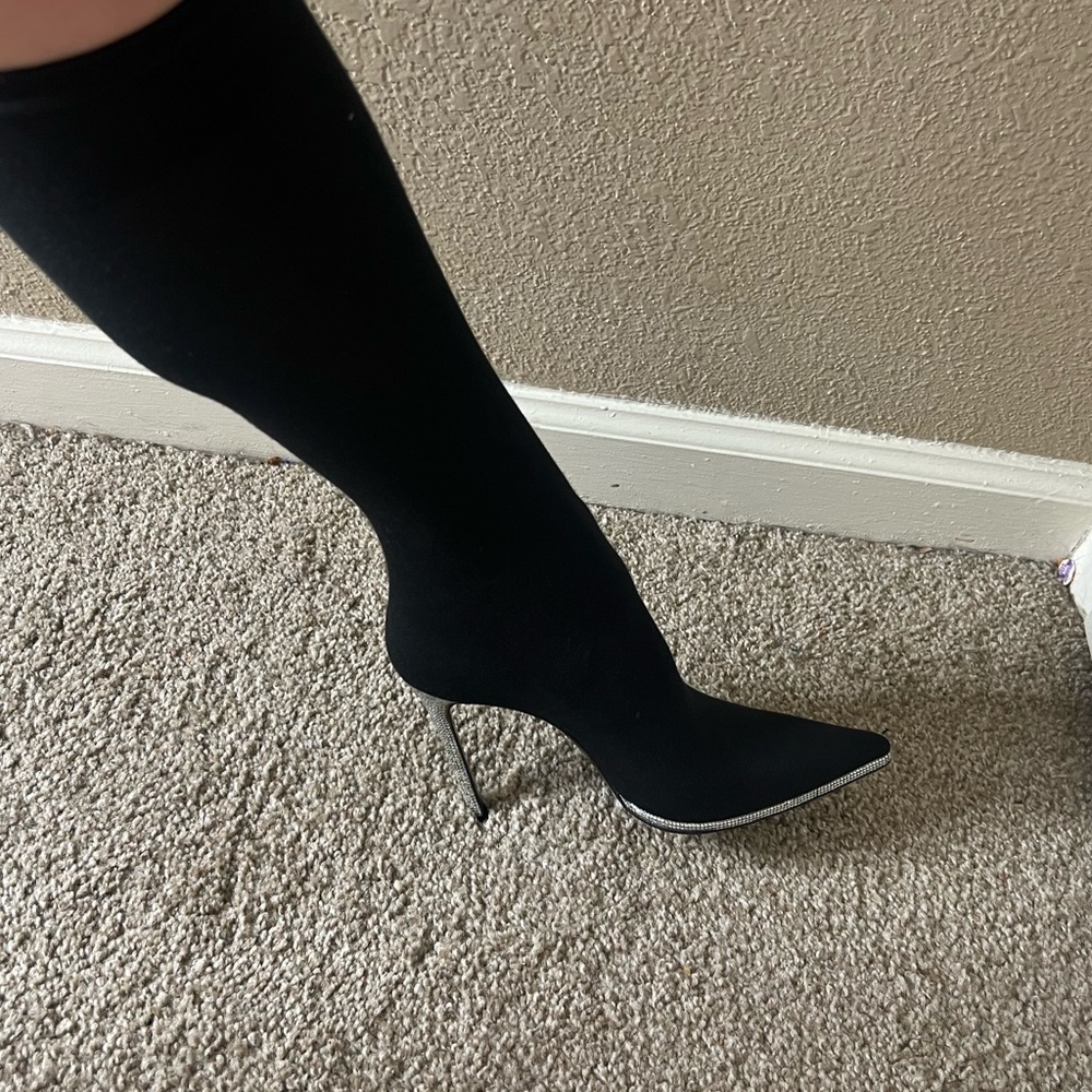 Rene Caovilla crystal embelished sock boots